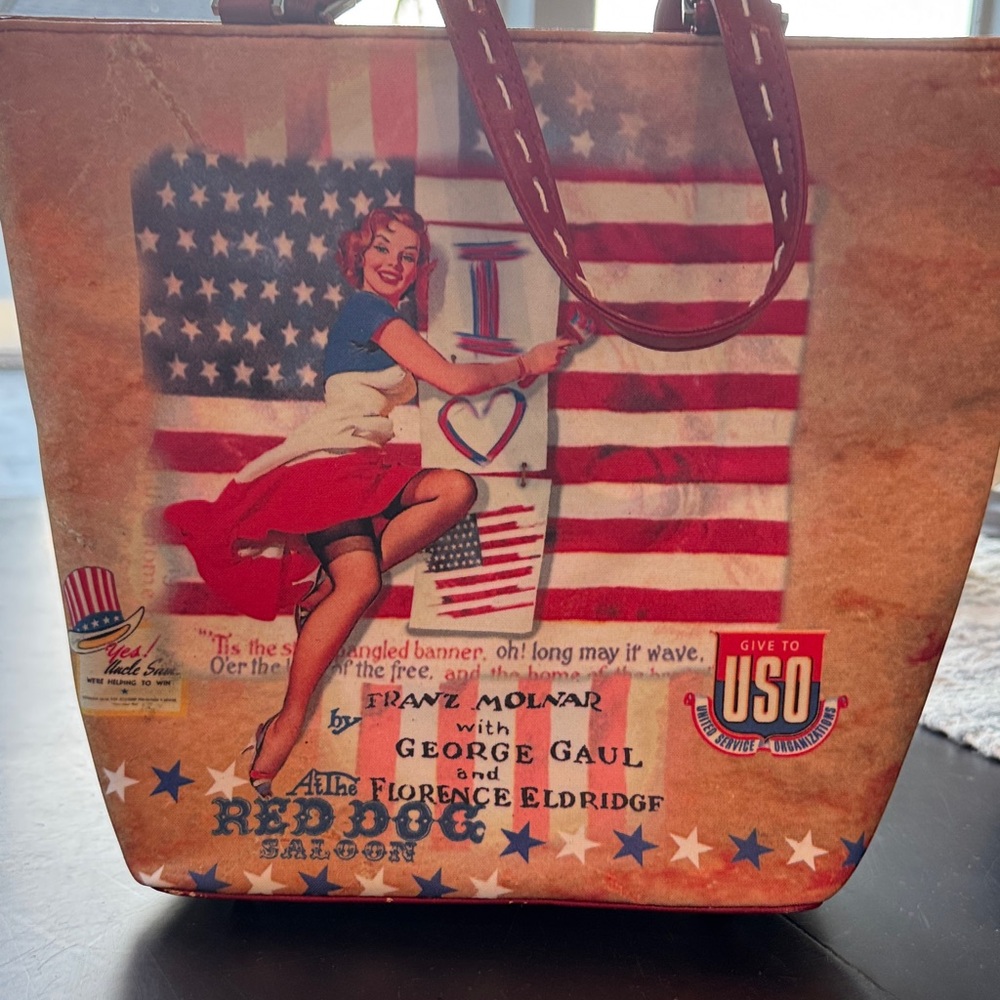 Vintage Style Women Bag with Patriotic Print